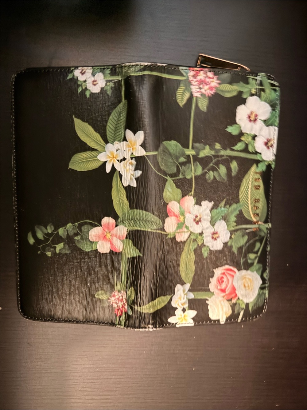 Ted Baker Floral Zip-Around Wallet in Black, Green & Pink - Picture 5 of 7